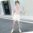 【小衣衫童裝】女童夏季套裝新款韓版條紋T短裙褲兩件套(1130309)