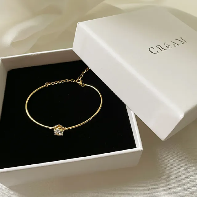 【CReAM】Monica 美國鍍18K金色 四爪美鑽式女手環(生日 禮物 送禮 禮盒)