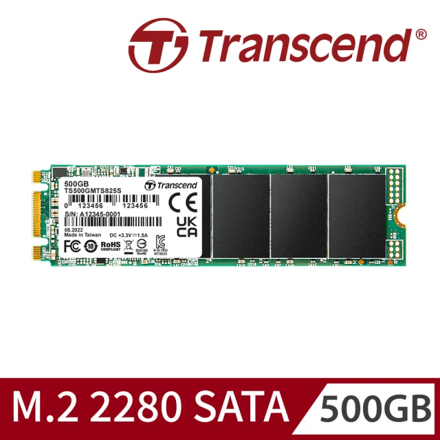 【Transcend 創見】MTS825S 500GB M.2 2280 SATA Ⅲ SSD固態硬碟(TS500GMTS825S)