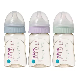 【b.box 澳洲】b.box PPSU嬰兒寬口圓孔奶瓶180ml(PPSU材質)