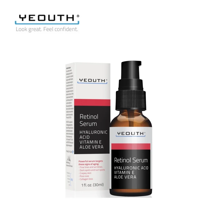 YEOUTH 悠絲 A醇抗痕緊緻精華液 Retinol SERUM 2.5%/(含2.5% A醇、玻尿酸、蘆薈、維生素E)