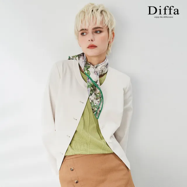【Diffa】玫瑰緹花連袖針織衫-女