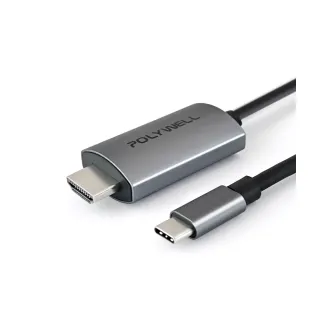【POLYWELL】USB Type-C轉HDMI 4K60Hz訊號轉換線(手機手提電腦 Type-C輸出 影音同步投影)