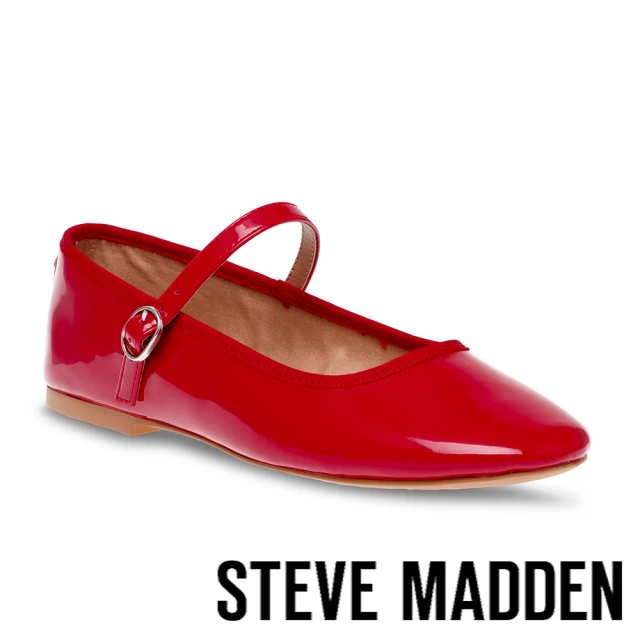 【STEVE MADDEN】VINETTA 皮革圓頭瑪莉珍鞋(紅色)