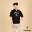 【Hush Puppies】男裝 帽T 經典品牌立體鋼模刺繡狗短袖帽T(黑色 / 43102104)