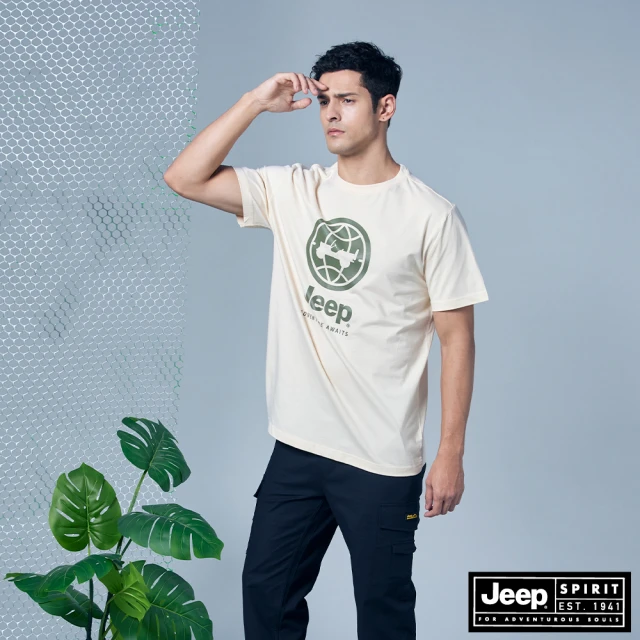JEEP 男裝 品牌LOGO星星圖騰短袖T恤(黑色)好評推薦