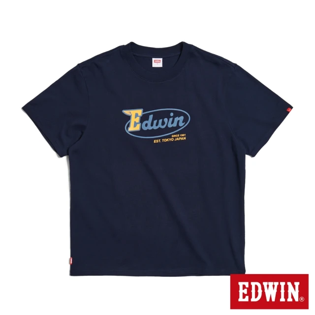 EDWINEDWIN 男裝 超重磅LOGO短袖T恤(丈青色)