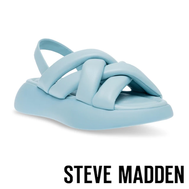 STEVE MADDEN HAZZIE 胖胖交叉帶厚底涼鞋(藍色)