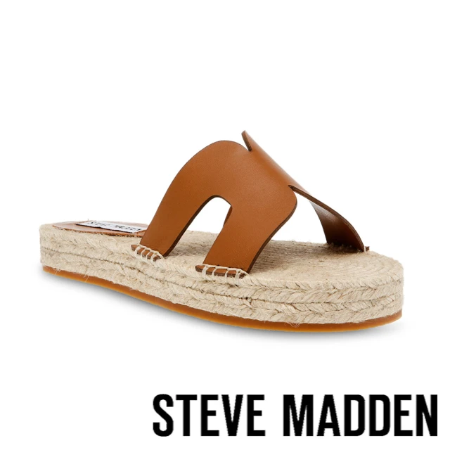 STEVE MADDENSTEVE MADDEN CHEER UP H字麻料草編拖鞋(棕色)