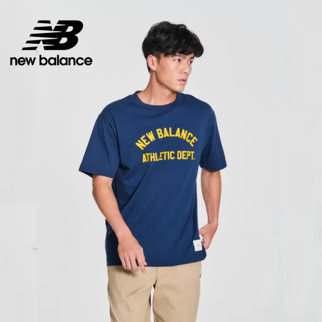 【NEW BALANCE】NB 撞色標語短袖上衣_男性_深藍色_MT41514NNY(美版 版型偏大)