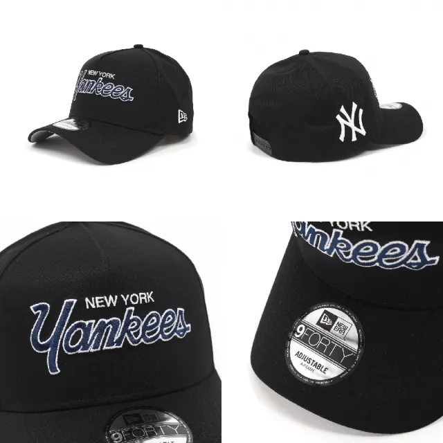 【NEW ERA】棒球帽 AF Script MLB 黑白 940帽型 可調式帽圍 紐約洋基 NYY 帽子 老帽(NE60350765)