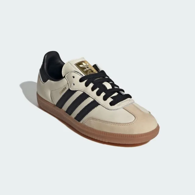 【adidas 愛迪達】Samba OG W 女 休閒鞋 運動 經典 復古 德訓鞋 皮革 麂皮 流行 穿搭 米黑(ID0478)