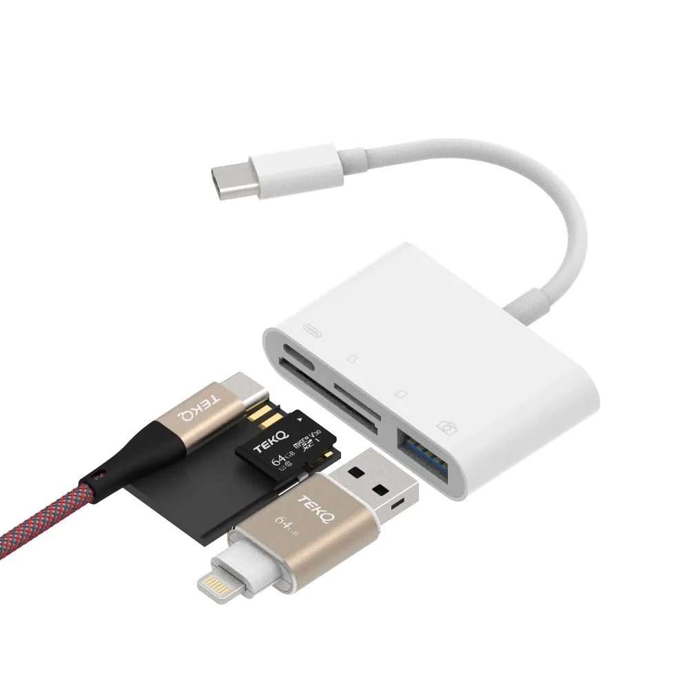 【TEKQ 璿驥國際】安卓手機專用 -Type-c 四合一蘋果充電OTG讀卡機轉 USB/PD/TF/SD(iphone15可用)