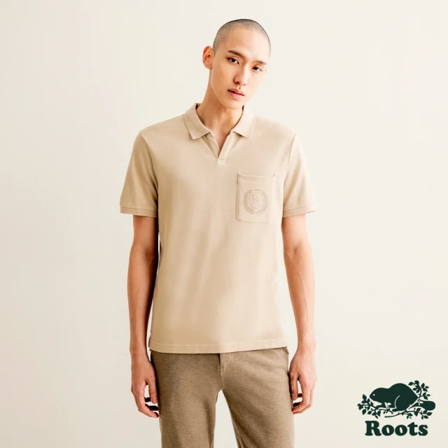 【Roots】Roots 男裝- ESSENTIAL 修身版短袖POLO衫(沙棕色)