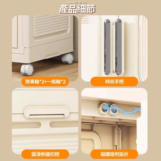 【Mr.Box】78面寬摺疊雙開門五層收納櫃-附滑輪(兩色可選)
