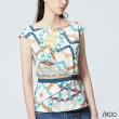 【iROO】彩色皮帶印花流行設計無袖上衣