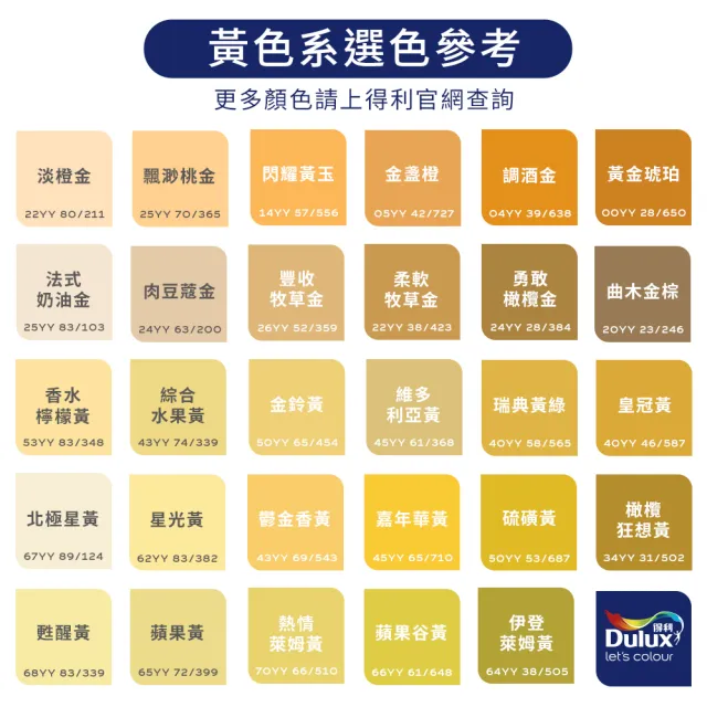 【得利】Dulux官方旗艦店★A922 全效水泥漆 精選黃色系 電腦調色（8公升裝）｜客製化調色漆(油漆)