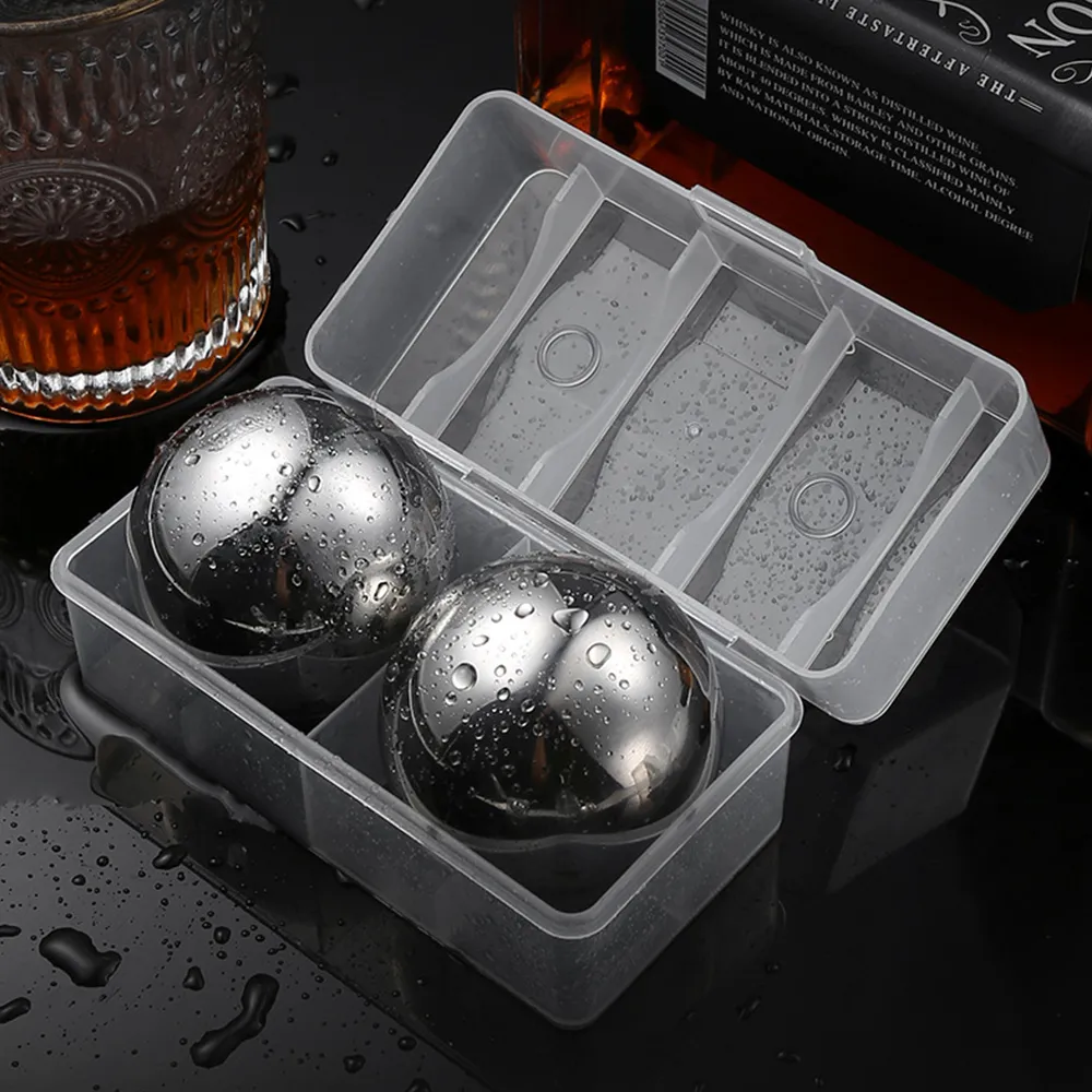 【Edge】不鏽鋼急速降溫冰球 威士忌速凍冰酒石 美容冰波球 圓形冰塊 55mm 附收納盒