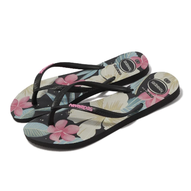 havaianas 哈瓦仕 拖鞋 Slim Floral F havaianas 哈瓦仕 拖鞋 Slim Floral Flip Flops 女鞋 黑 粉 花卉 夾腳拖 人字拖 哈瓦仕(41298481191W)