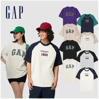 【GAP】男女同款 Logo純棉印花圓領短袖T恤 厚磅密織水洗棉系列-多色可選(885842)