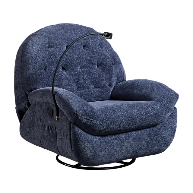 【AT HOME】藍色雪尼爾絲絨布質鐵藝休閒椅/餐椅  現代新設計(奧斯卡)