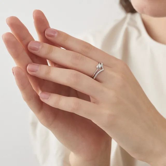 【PROMESSA】18K金 小皇冠系列 V型鑽石戒指