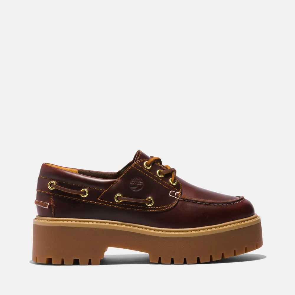 【Timberland】女款酒紅色 Stone Street 三孔帆船鞋(A2QDMD57)