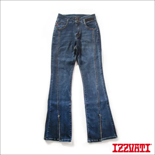 【IZZVATI】雙鈕扣女款牛仔褲-藍(街頭時尚的雅痞單品)