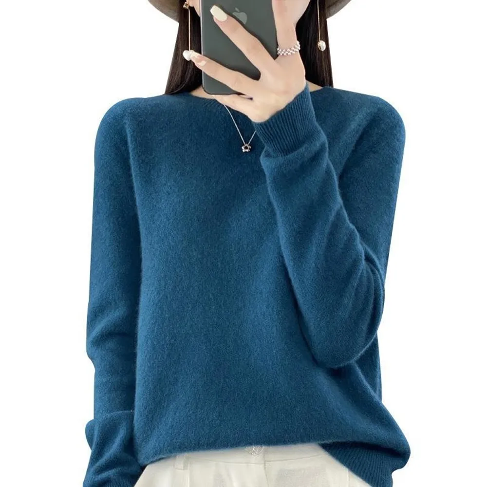 【米蘭精品】羊毛衫針織毛衣(寬鬆保暖長袖女上衣14色74hk17)