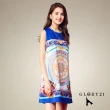 【GLORY21】速達-網路獨賣款-復古宮廷花無袖洋裝(藍色)