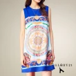 【GLORY21】速達-網路獨賣款-復古宮廷花無袖洋裝(藍色)