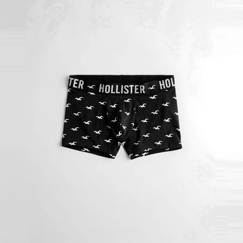 【HOLLISTER Co】HCO 海鷗 經典印刷滿版海鷗平口男內褲-黑色(平輸品)