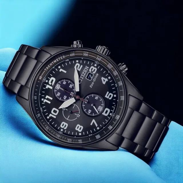 【CITIZEN 星辰】光動能 三眼計時腕錶-42.5mm(CA0775-79E)