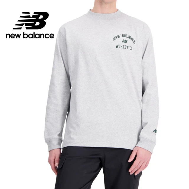 NEW BALANCE NB 學院風LOGO長袖上衣_MT33552AG_男性_灰色(美版 版型偏大)