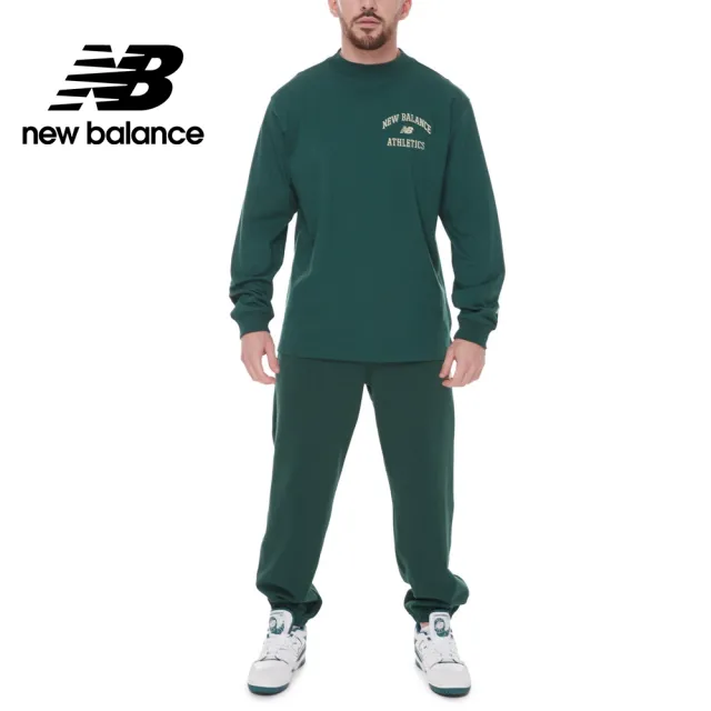 【NEW BALANCE】NB 學院風LOGO大學T/長袖上衣_MT33552NWG_男性_綠色(美版 版型偏大)