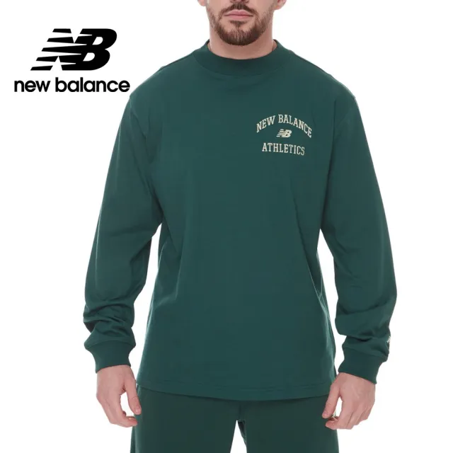 【NEW BALANCE】NB 學院風LOGO大學T/長袖上衣_MT33552NWG_男性_綠色(美版 版型偏大)