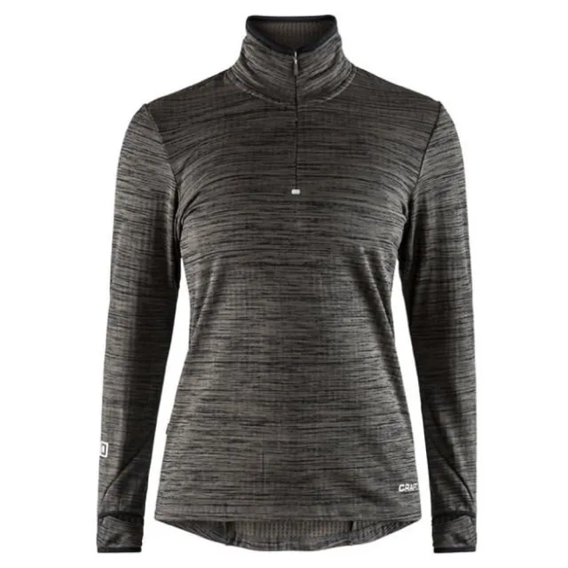 【CRAFT】女 Grid Half Zip 長袖拉鍊中層衣.排汗衣.運動上衣.立領衫(1906644-998000 深灰)