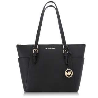 【Michael Kors】本季精選 十字紋皮革 / 大款 / 肩背 托特包(黑色)