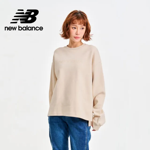 【NEW BALANCE】NB 前短後長太空棉長袖上衣_杏色/黑色_WT41556BK/WT41556LIN(美版 版型偏大)