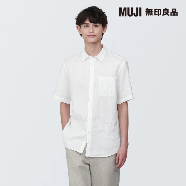 【MUJI 無印良品】男亞麻水洗短袖襯衫(共4色)