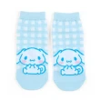 【小禮堂】三麗鷗 成人棉質短襪 22-24cm - 格紋坐姿款 Kitty 酷洛米 大耳狗(平輸品)