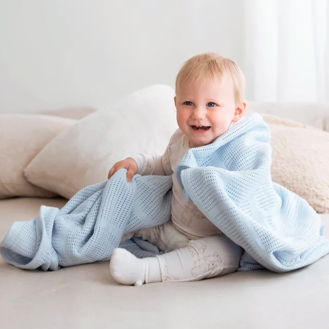 【奇哥官方旗艦】純棉洞洞毯 70x90cm(寶寶毯 嬰兒毯 四季毯 冷氣毯 涼被 小被被 蓋被 寶寶被毯)