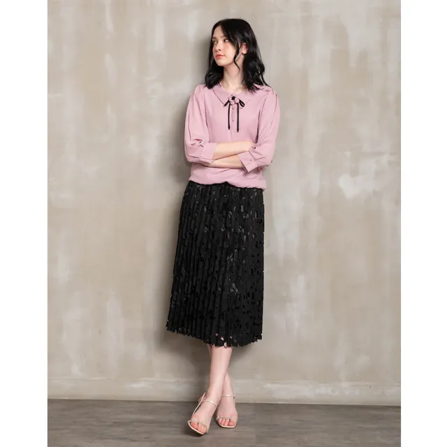 【perng yuh 芃諭名品】浪漫風情 刺繡蕾絲 壓褶裙(2024 SS Collection|3A春夏系列)