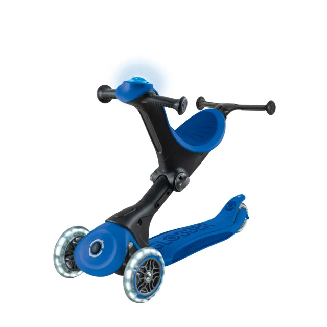 【GLOBBER 哥輪步】法國 GO‧UP 5合1酷炫版多功能滑板車-五色可選(白光發光前輪、手推車、滑步車、學步車)