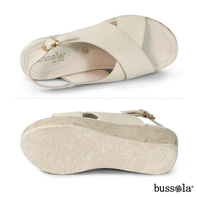 【bussola】Ibiza 簡約俐落牛皮寬帶厚底涼鞋(象牙白)