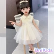 【UniKids】中大童裝無袖禮服 愛心露背珍珠洋裝公主服 女大童裝 CV愛心露背(乳白)