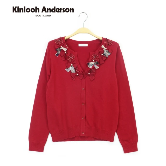 Kinloch Anderson V領蝴蝶結針織上衣外套 金安德森女裝(KA0879019 黑/紅)