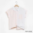 【non-stop】條紋拼接連袖綁帶襯衫-2色