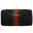 【GUCCI 古馳】經典新版綠紅綠條紋手提兩用購物包托特包(黑 大)