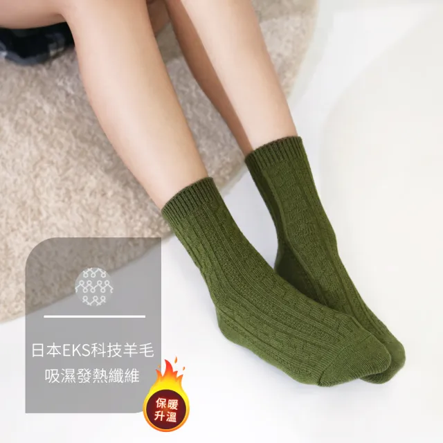【PULO】5雙組 暖纖淨顏來運轉發熱保暖襪(發熱保暖襪/科技羊毛襪/抑菌發熱襪/除臭襪/羊毛襪)